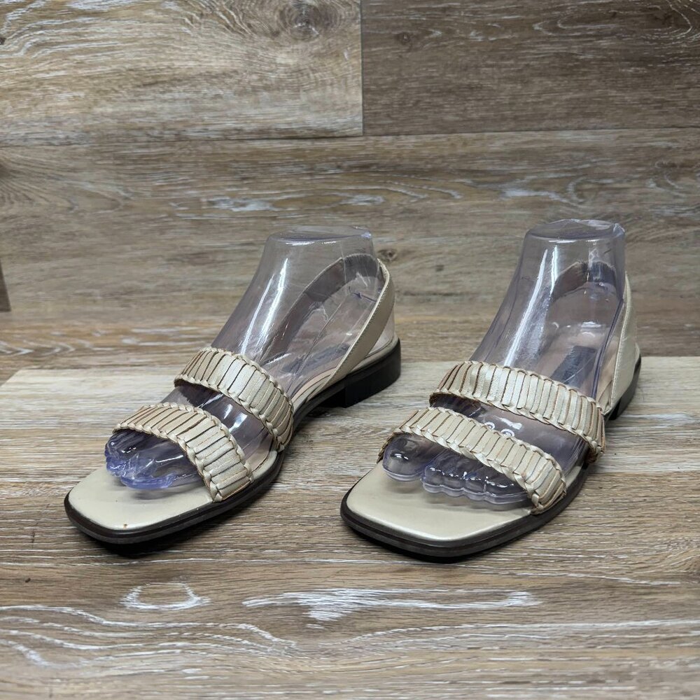 Etienne Aigner Rivera Tan Leather SlingBack Sandals Women's Size 8.5